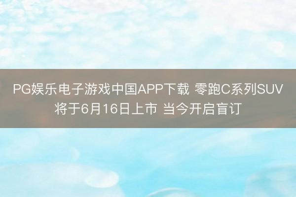 PG娱乐电子游戏中国APP下载 零跑C系列SUV将于6月16日上市 当今开启盲订