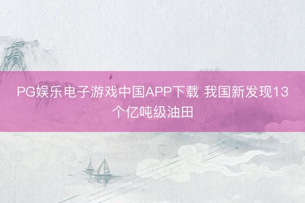 PG娱乐电子游戏中国APP下载 我国新发现13个亿吨级油田